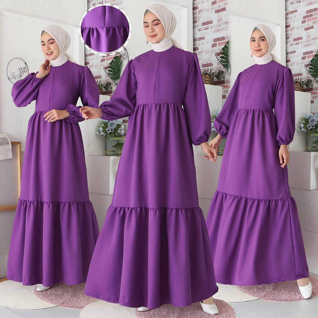 (Pasti RealPic) Gamis Malika Busui Maxi Dress Lengan Balon Fashion Muslim