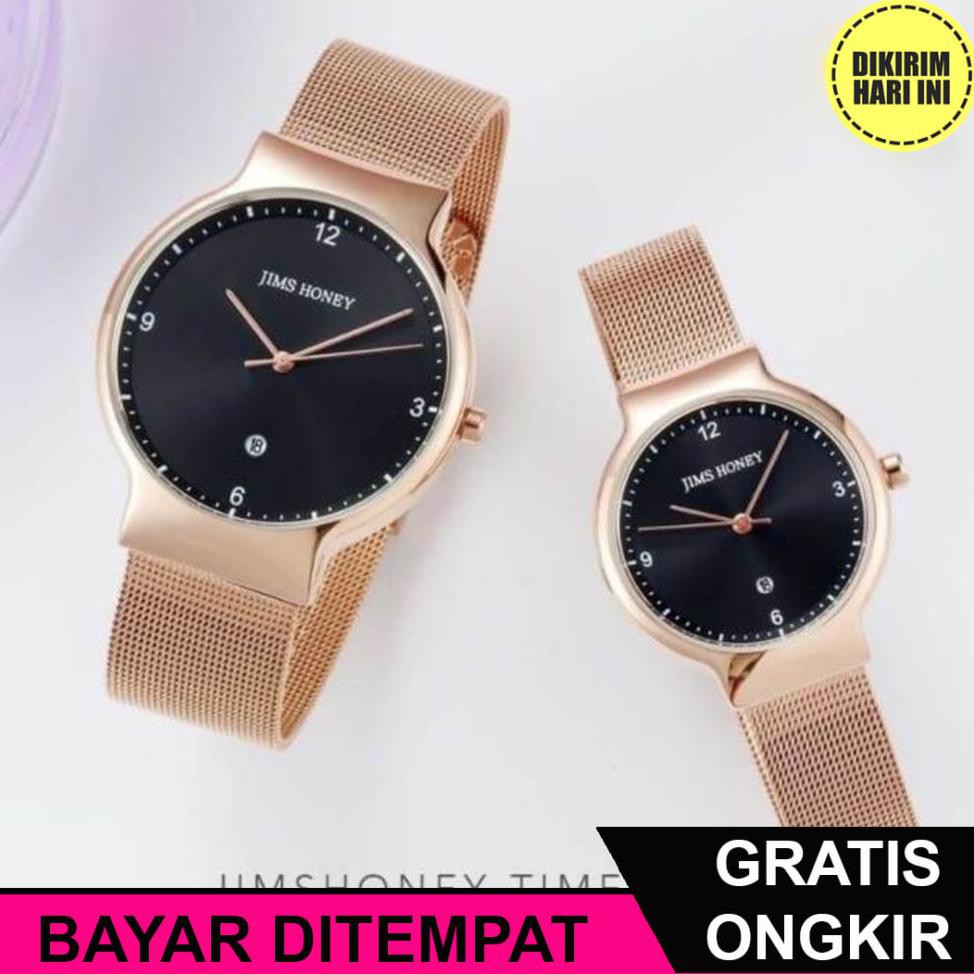 (BAYAR DITEMPAT) OE4335 JAM COUPLE 8019 JIMS HONEY HARGA SATUAN JAM TANGAN WANITA PRIA IMPORT ORI