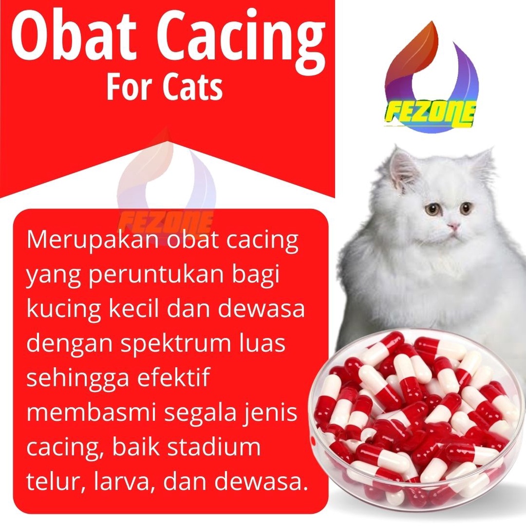 1 Capsul - Obat Cacing Kucing Obat Cacing Hewan Kitten Cat Mengobati Segala Jenis Cacing Hati Cacing Pita Dengan Cepat FEZONE