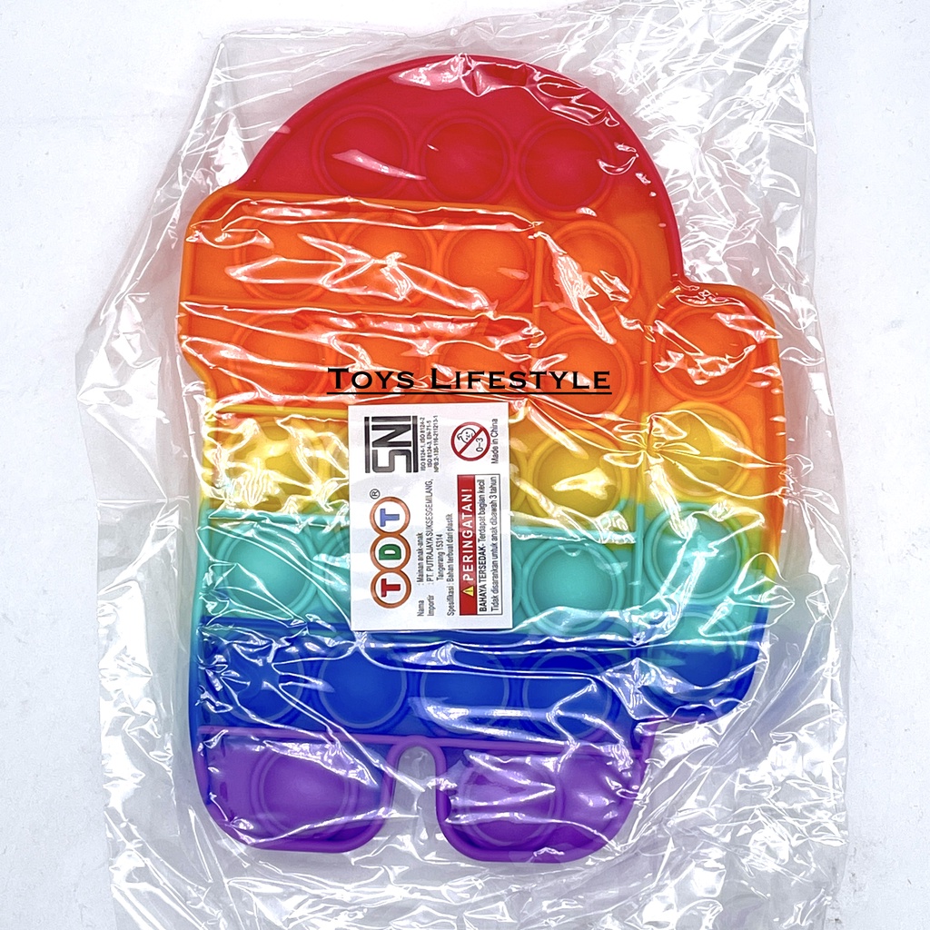 Mainan Pop It Anak Rainbow Multicolor Fidget Toy Push Bubble (MURAH)-Among Us