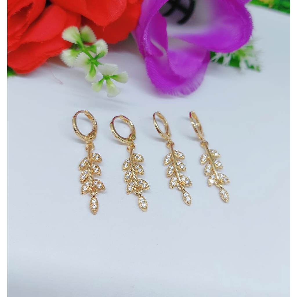 Anting permata lapis emas perhiasan fashion J-L