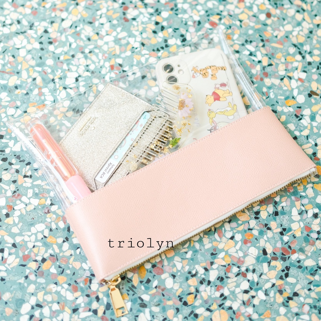 Clutch transparan (pouch transparan peach)