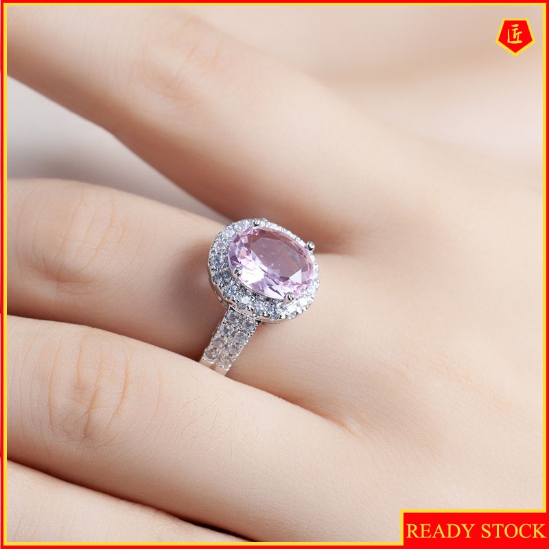 [Ready Stock]Pink Crystal Diamond-Studded Ring Simple Sweet Fashion