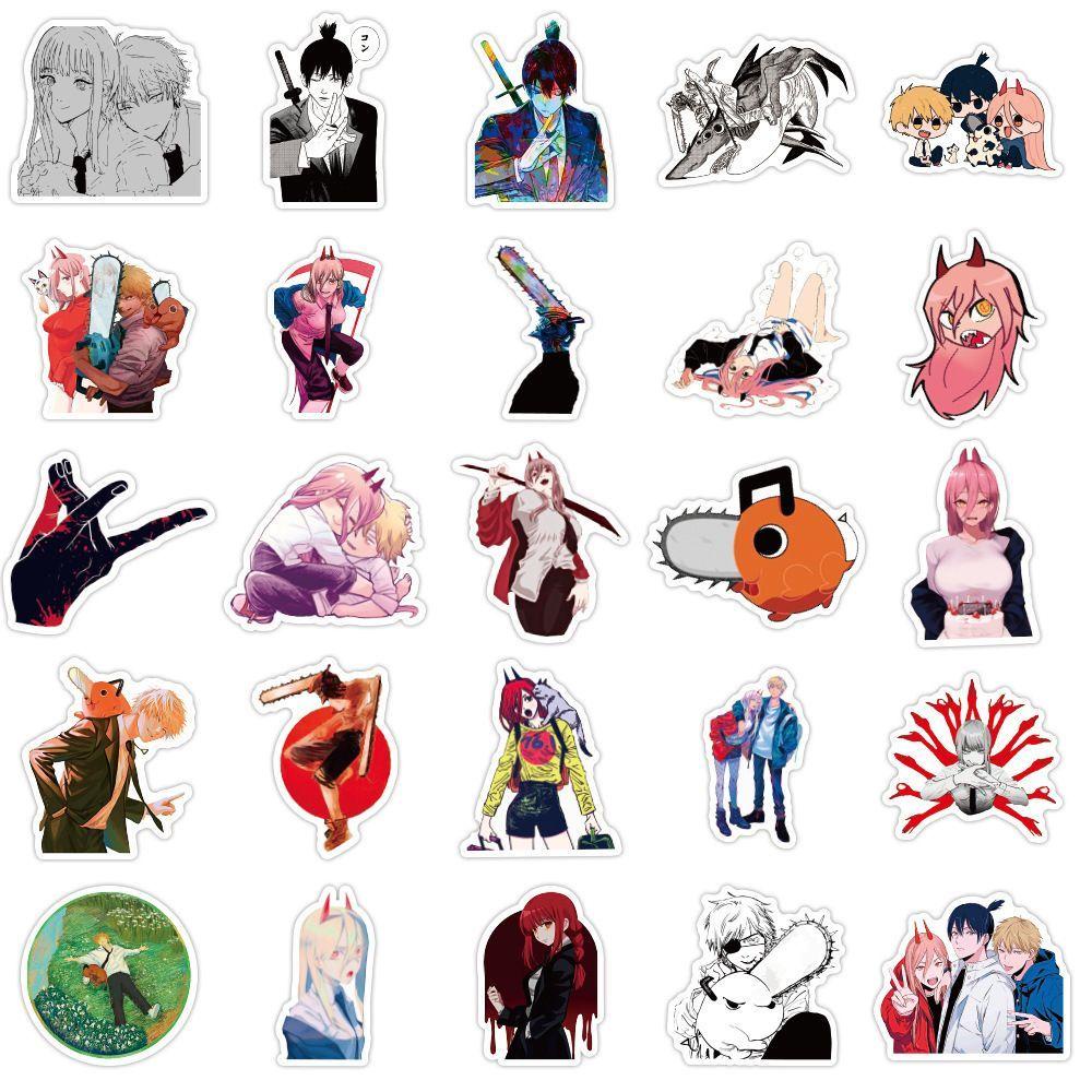 [Elegan] Chainsaw Man Anime Stiker Gitar Anime Koper Anime Klasik Tahan Air Karakter Graffiti Stiker Mainan Anak Notebook Dekorasi PVC Stiker Chainsaw Man Stickers