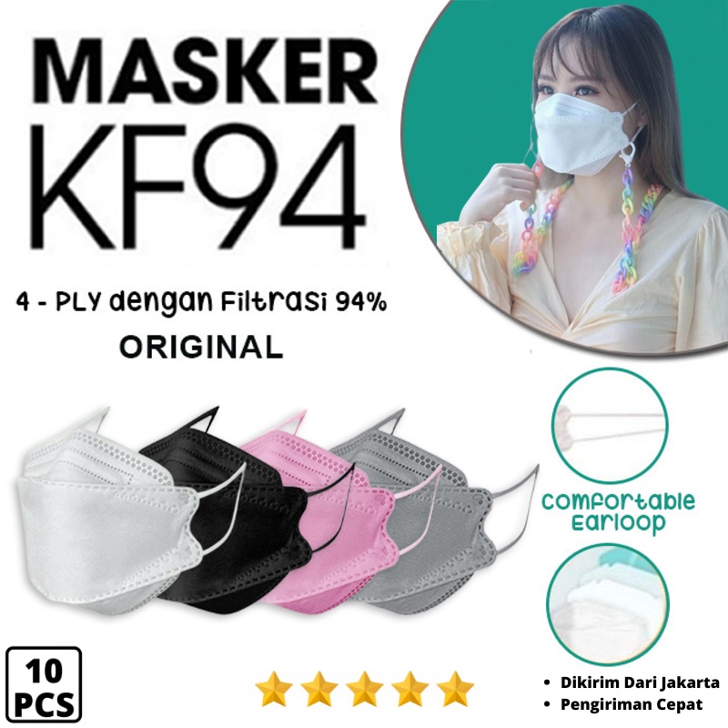 Masker Model Korea kf94 4ply 1 pack isi 10 pcs Earloop Convex masker KF 95Face Mask / 10 pcs