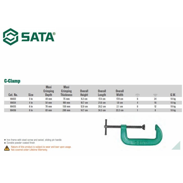 PENJEPIT C CLAMP 6 inch 90435 SATA TOOLS