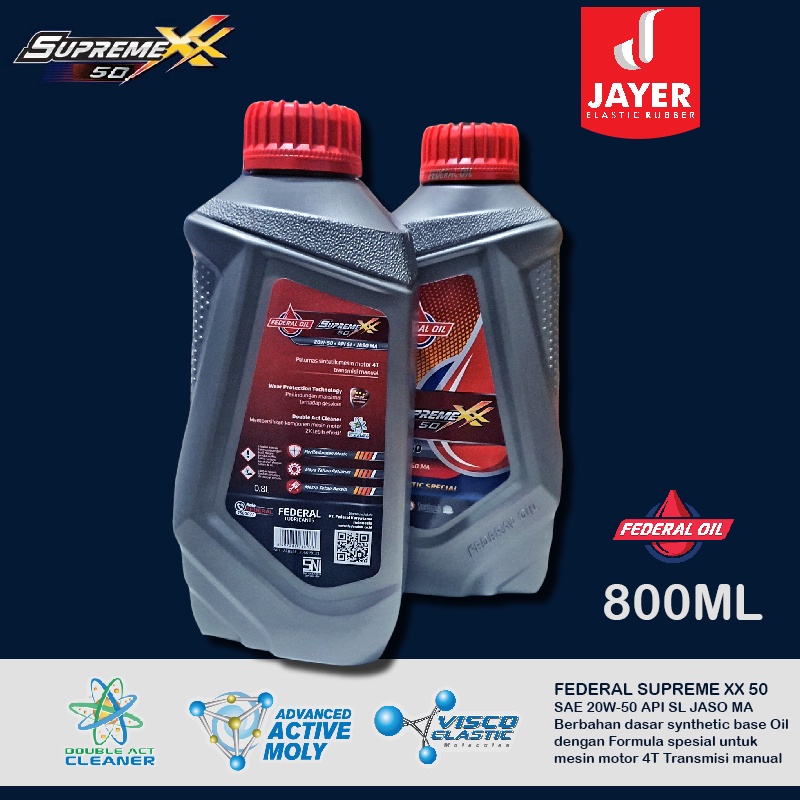 OLI Mesin Motor FEDERAL SUPREME XX 50 800ML / Oli Mesin Motor Honda Blade kharisma supra
