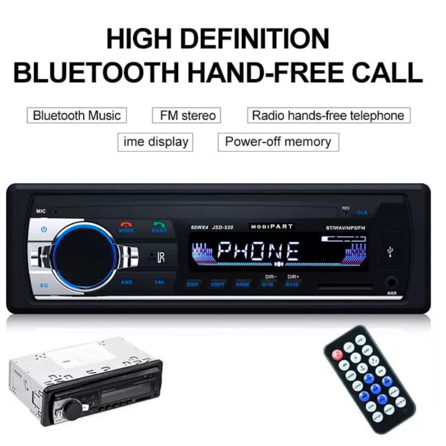 Tape Audio Mobil Multifungsi Bluetooth MP3 FM Radio - JSD-520