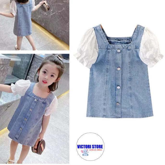◊ Dress Anak Perempuan Baju Anak Perempuan Pakaian Fashion Anak Perempuan Import Dres Jeans Anak LUL