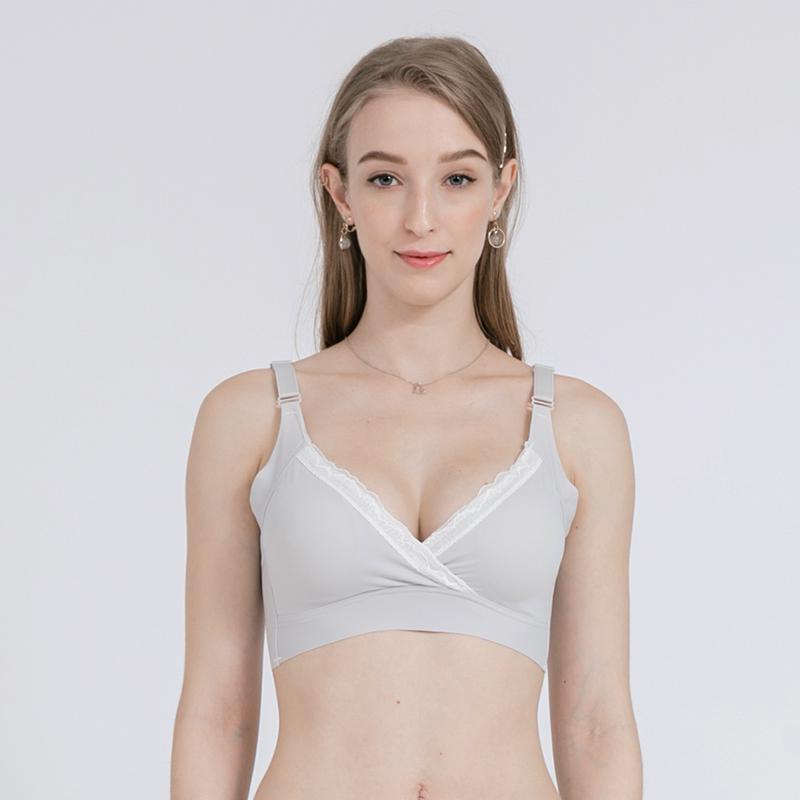 Bra Menyusui & Hamil | MOOIMOM Extra Soft Crossover Nursing Bra-Abu-abu