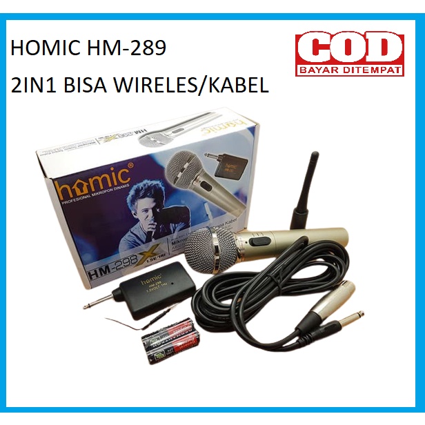 Microphone Single Wireless HOMIC HM-298 ( MIC bahan METAL ) suara mantap