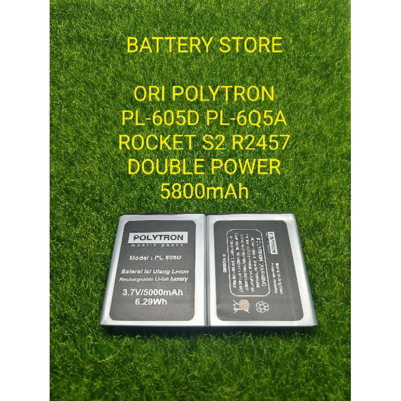 BATERAI BATTERY BATRE ORI POLYTRON PL-605D PL-6Q5A POLYTRON ROCKET S2 R2457 PL605D DOUBLE POWER