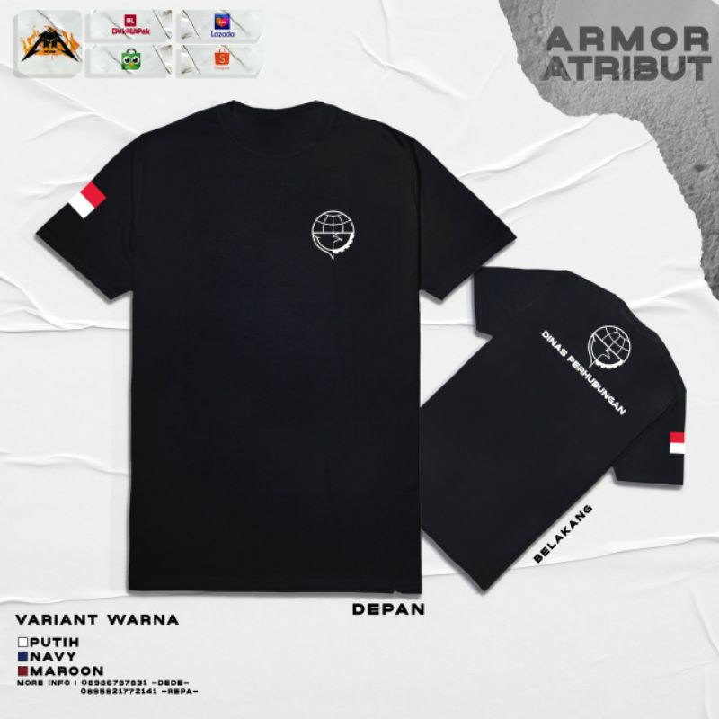 kaos baju dishub dinas perhubungan hitam putih baru Armor Atribut