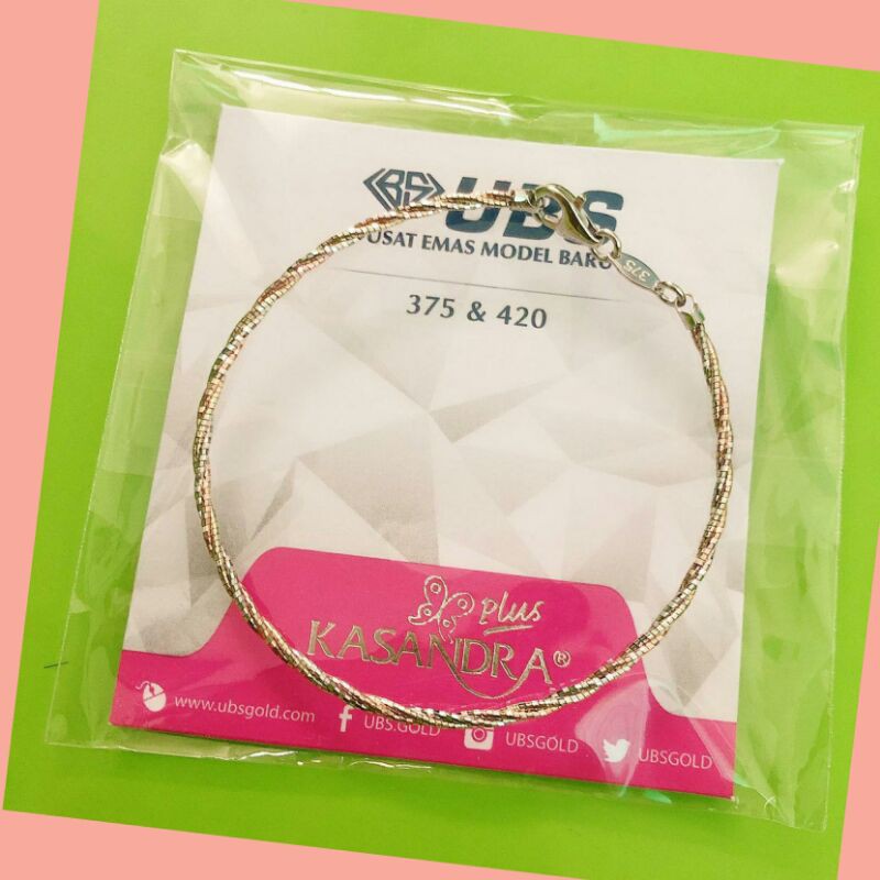GELANG EMAS ASLI MODEL KEPANG 3 WARNA UBS KADAR 375