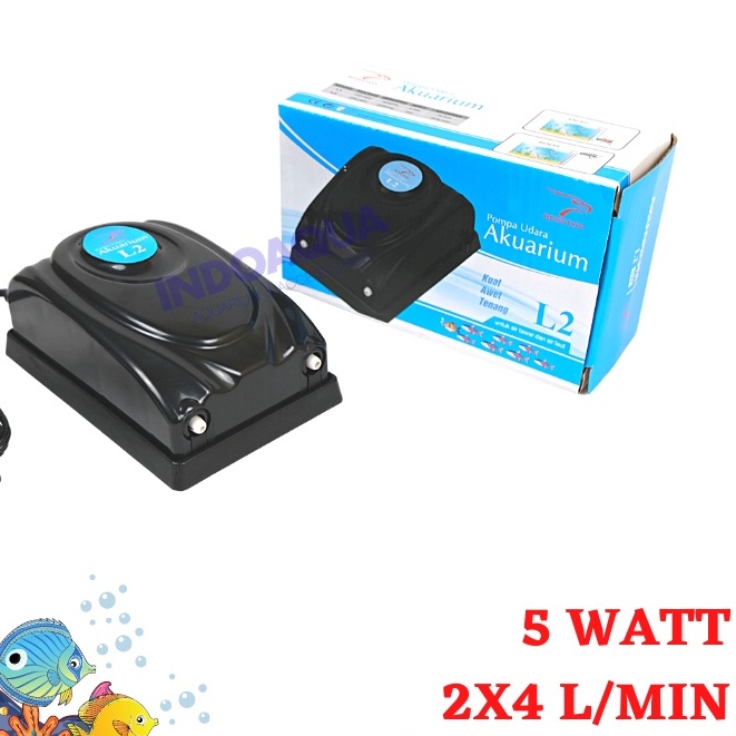 Pompa Udara Aquarium 2 Cabang Aerator Aquarium Pompa Gelembung Udara Aquarium