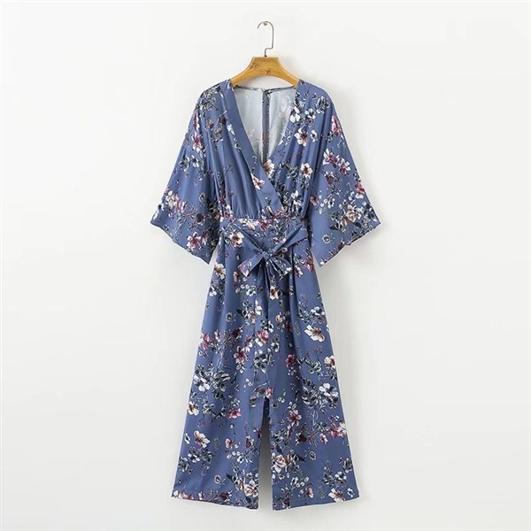 blue flower jumpsuit