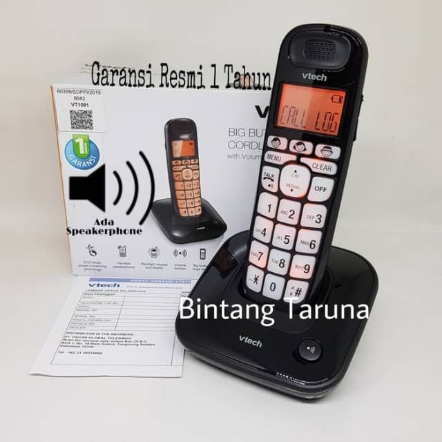 Wireless Phone VTech VT1091A Telfon Vtech VT1091 Telepon Rumah Vtech (Black)