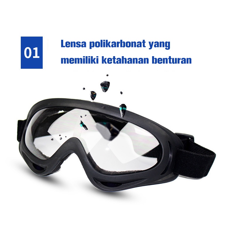 Kacamata Goggles Ski Sport Pelindung Kabut Anti Radiasi UV