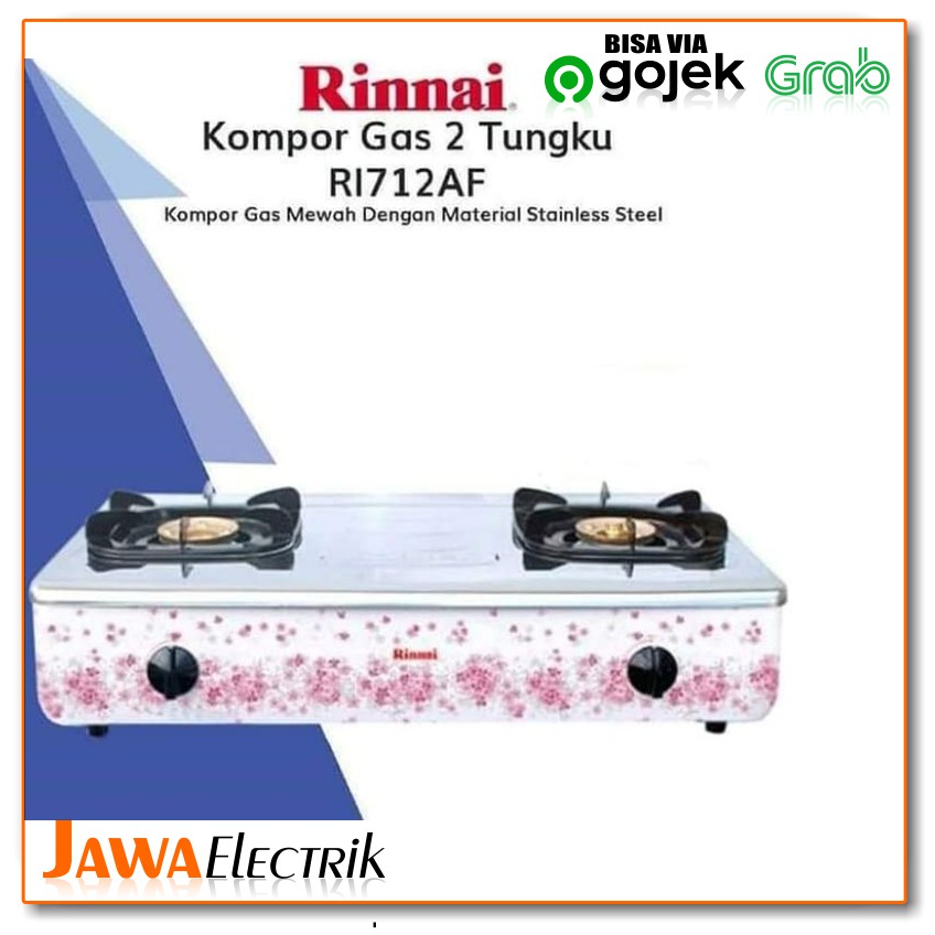 RINNAI RI-712AF Kompor Gas 2 Tungku Jumbo Stenlies Steel - Motif Bunga