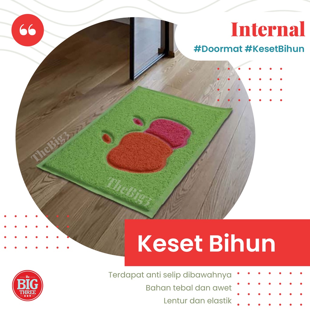INTERNAL Keset bihun 40 x 60 cm motif Apel Dolphin Ikan Bunga Hati Love Apple banyak warna