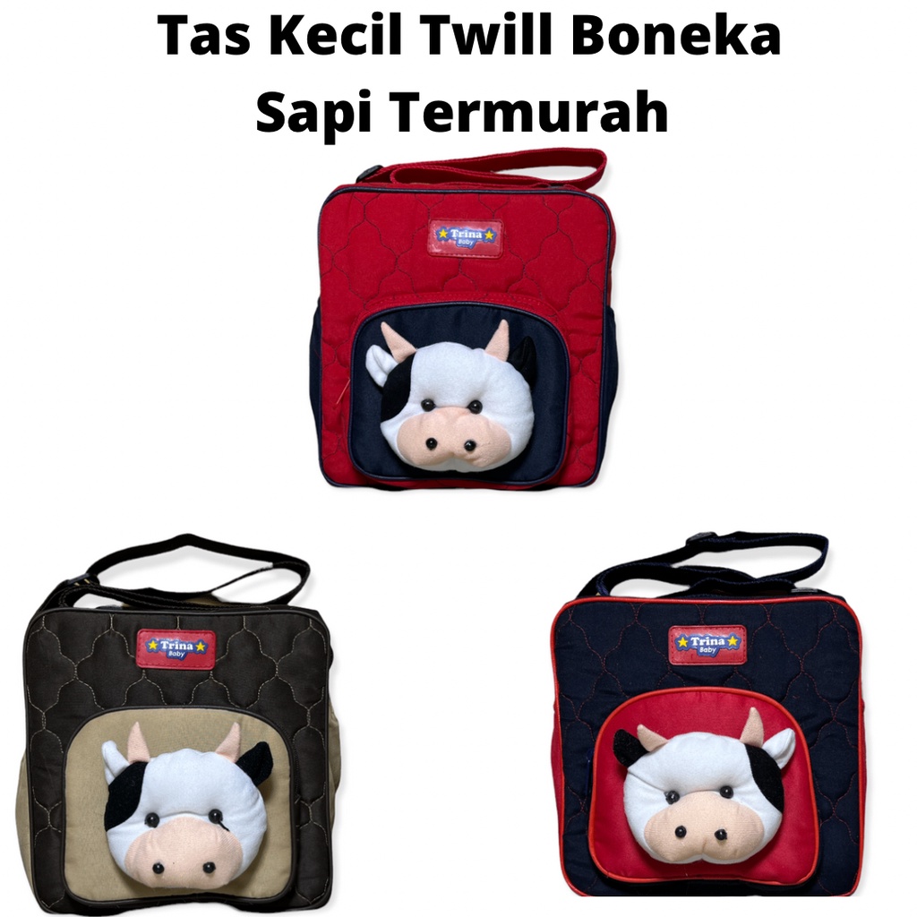 Tas Bayi Kecil Twill Depan Boneka Sapi Termurah / Tas Bayi Murah / Tas Bayi lucu