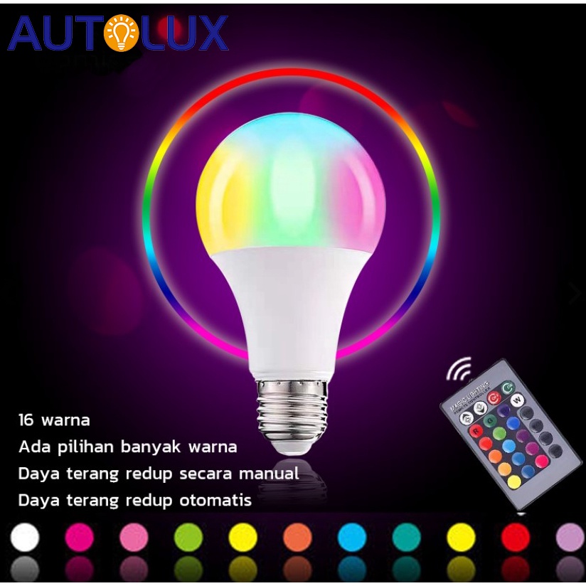 Lampu Bohlam Smart RGB E27 Bulb 5W Bholam Bolam Softbox Remote