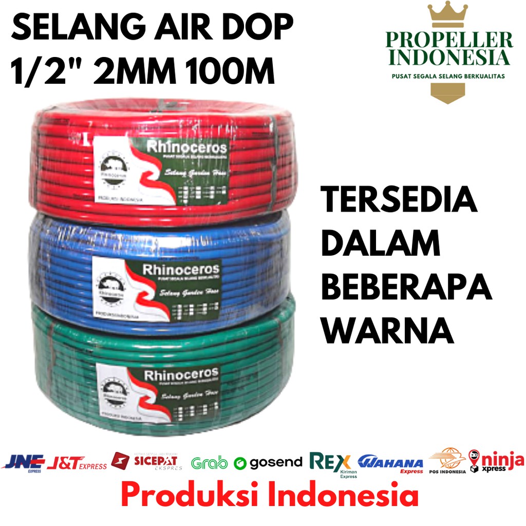 Selang Air Dop RHINOCEROS 1/2 2MM 100Meter Selang Air Taman Selang Siram Tanaman Selang Air Elastis