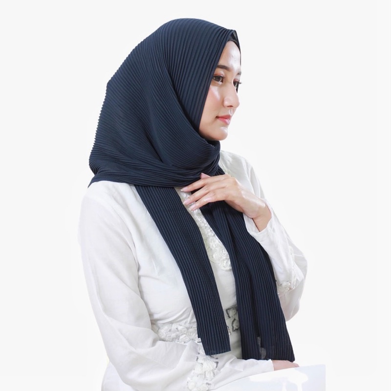 Nouri Avani - Hijab Pashmina Jilbab Kerudung Plisket lidi Ceruty Baby Doll Instant Premium Ceruti Tanpa Garis Tengah