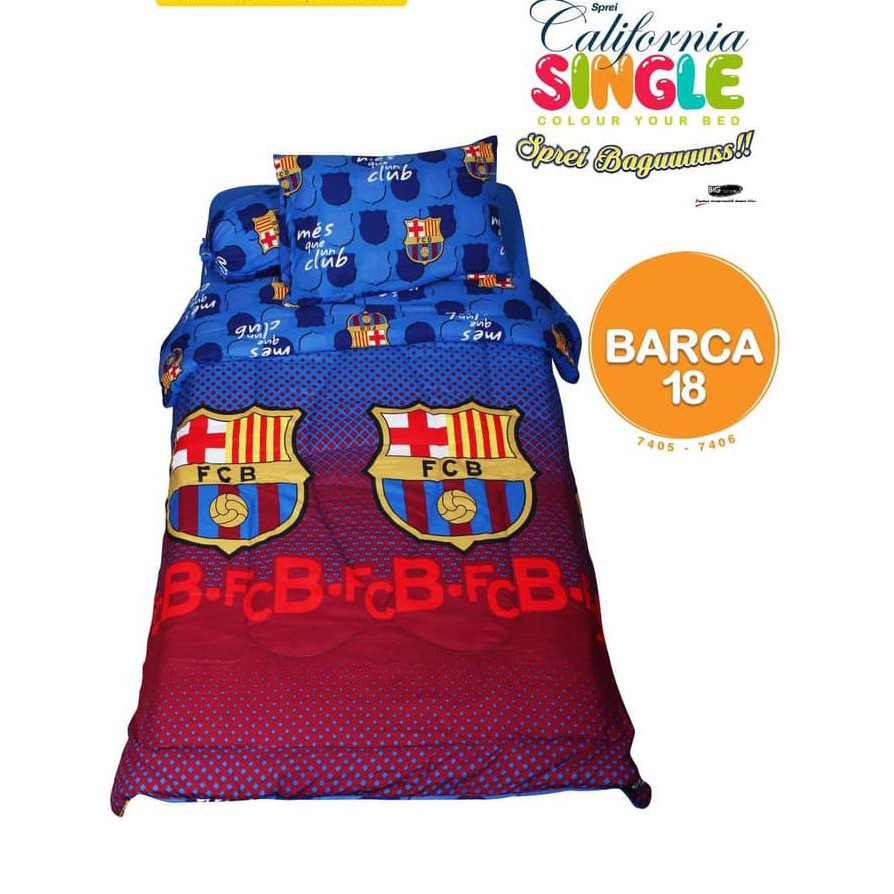 Macam-Macam Motif, Sprei California Barca 18 Single 100 No.4 Seprai Bola Barcelona Fc Fcb ,Kuwalitas