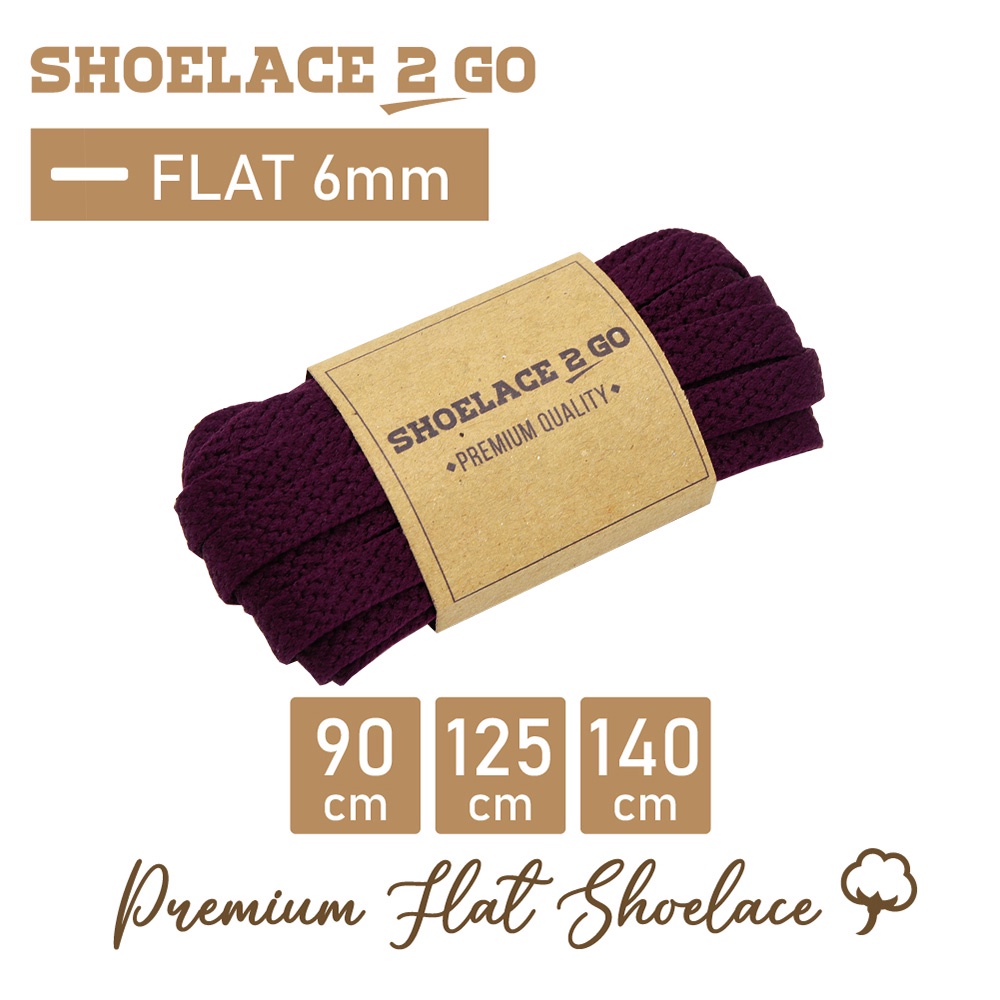 SHOELACE 2 GO PREMIUM TALI SEPATU GEPENG PIPIH FLAT F4 - RED MAROON - 90CM 125CM 140CM