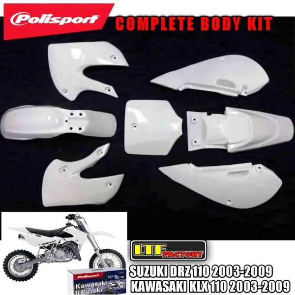 KAWASAKI KLX 110 - SUZUKI DRZ 110 2002 2003 2004 2005 2006 2007 2008 2009 - POLISPORT COMPLETE PLAST