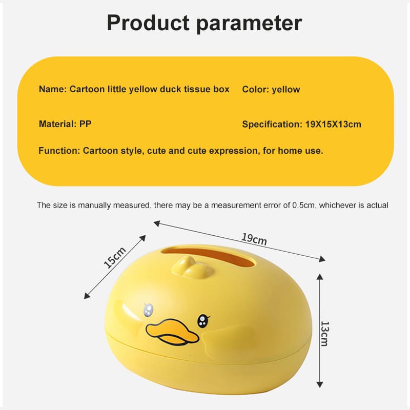 ~ PIYOSHI08 ~ Kotak Tissue Motif Bebek Tempat Penyimpanan Tisu Yellow Duck PR57