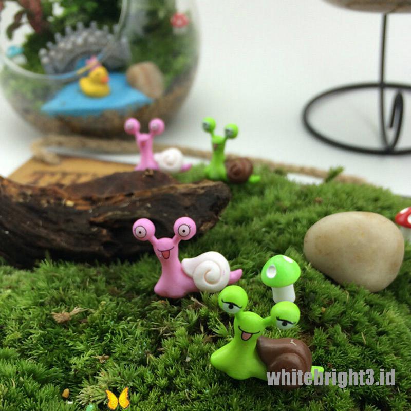 (white3) Miniatur Siput Bahan Resin Untuk Dekorasi Rumah Boneka