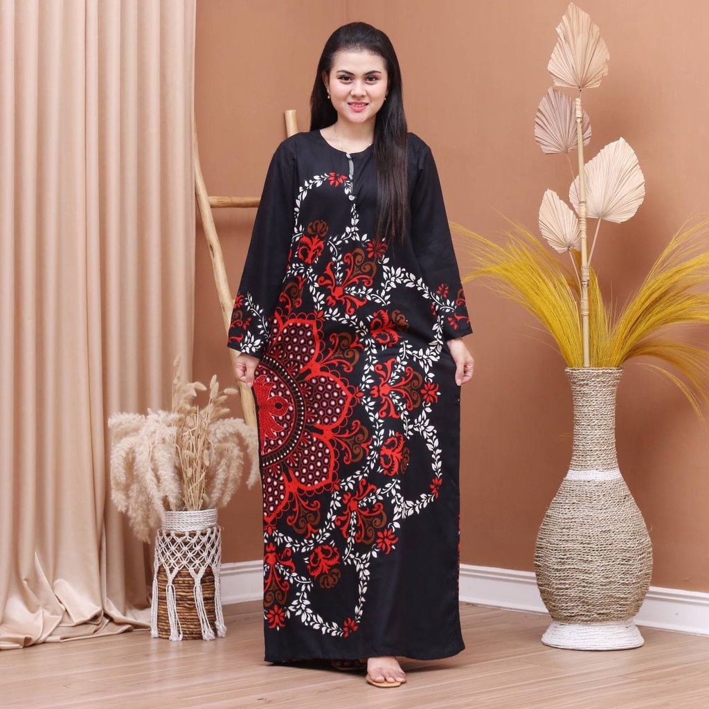 Batik Prass - Daster Lengan Panjang Kekinian Kancing Depan Longdres Busui Rayon Santung Rayon SUPER Ori Prass Official-ADREENA ORANGE