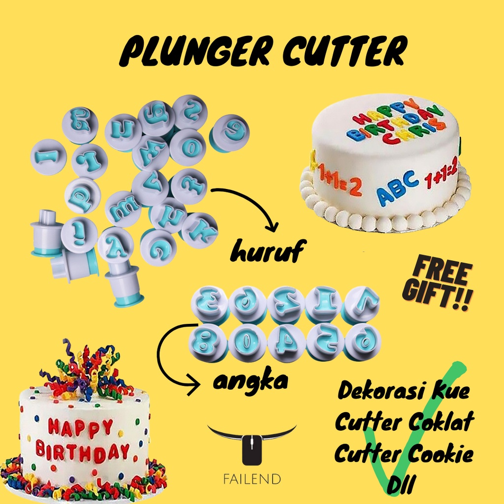 Cetakan Huruf Fondant Cutter Angka Alfabet Untuk Dekorasi Kue Biskuit Icing Serbaguna