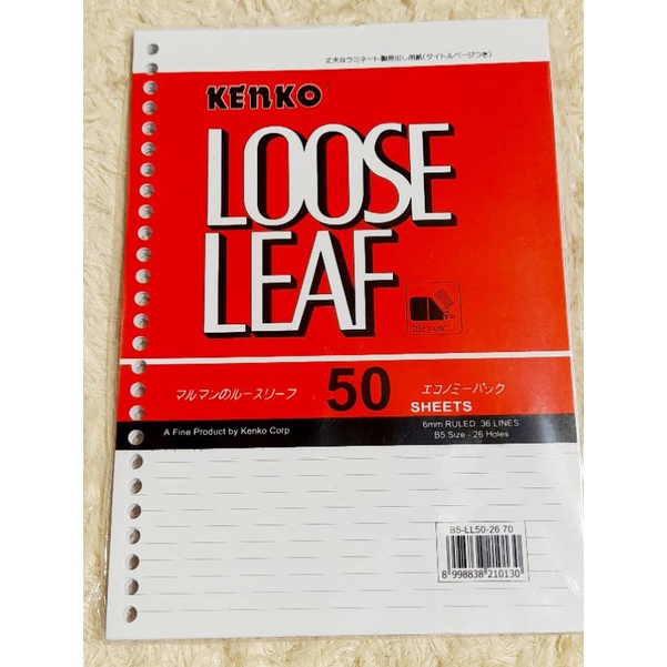 

Loose Leaf KENKO Putih Bergaris - 50 Lembar - Harga Per Plastik