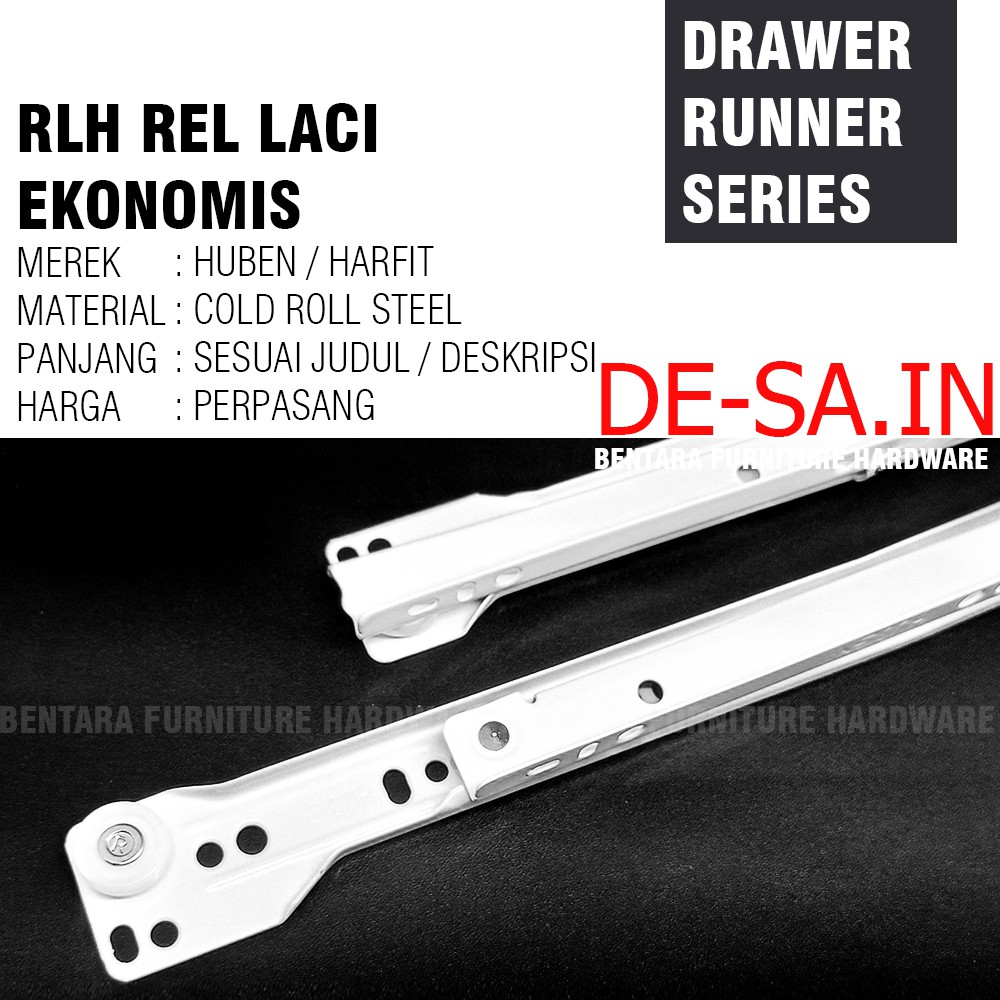 50CM HUBEN RLH LENAGA RLE 500 MM - REL LACI MURAH BEIGE DRAWER RUNNER CABINET SLIDE 50 CM