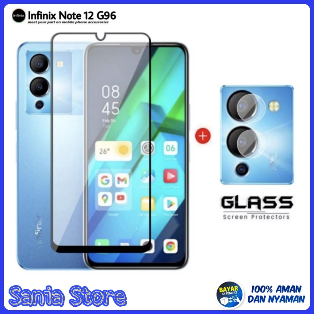 Tempered Glass INFINIX NOTE 12 G96 / INFINIX NOTE 12 Full Cover Screen Protector Handphone Bonus Cam