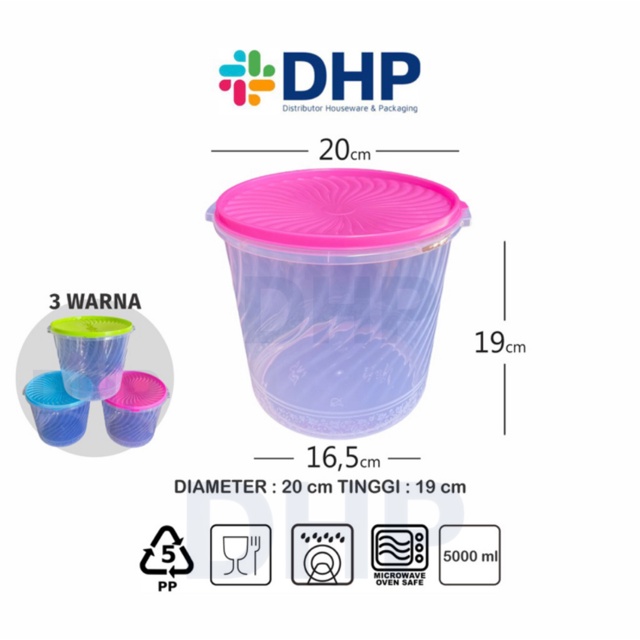 Toples Sealware 5 Liter (D=20cm) Plastik Besar Tempat Kerupuk Peyek Bulat