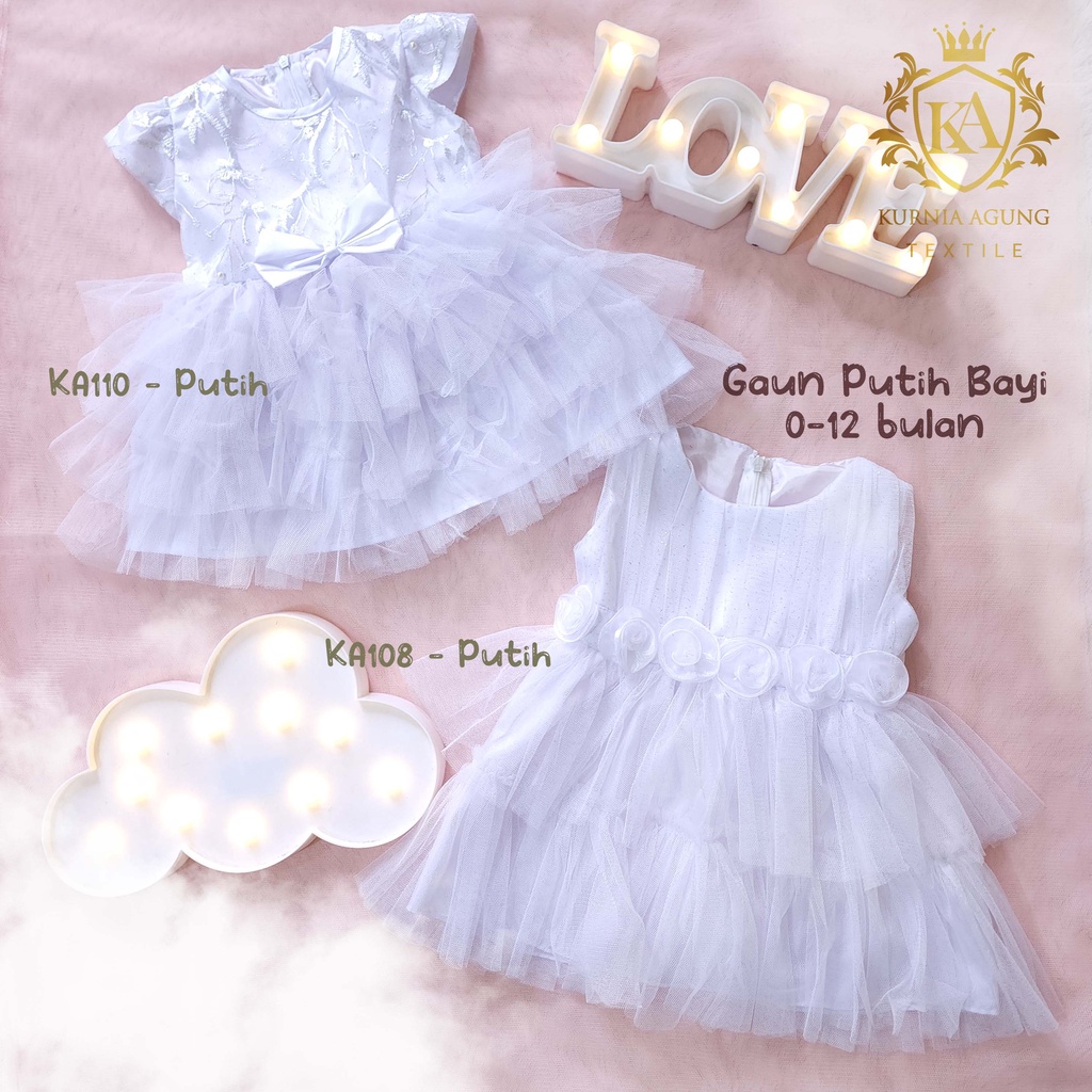 Gaun Putih Bayi Perempuan 0 6 12 Bulan Dress Baby Aqiqah Baju Baptis Bayi Perempuan 1 tahun Import Hampers Kado Baby New Born Kekinian Elegan Mewah