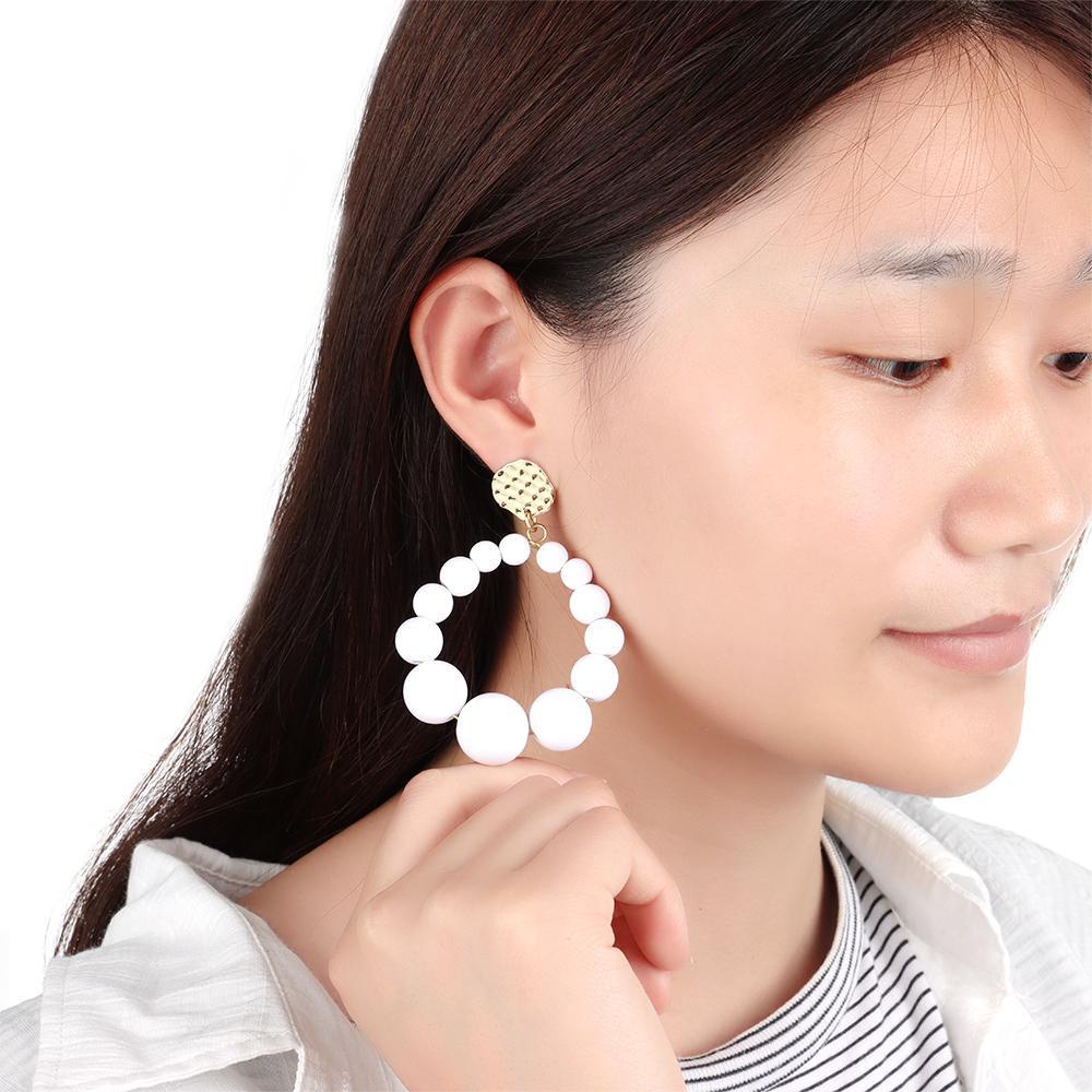 R-flower Bead Hyperbol Earrings Hadiah Perhiasan Pesta Vintage Anting Gantung Akrilik