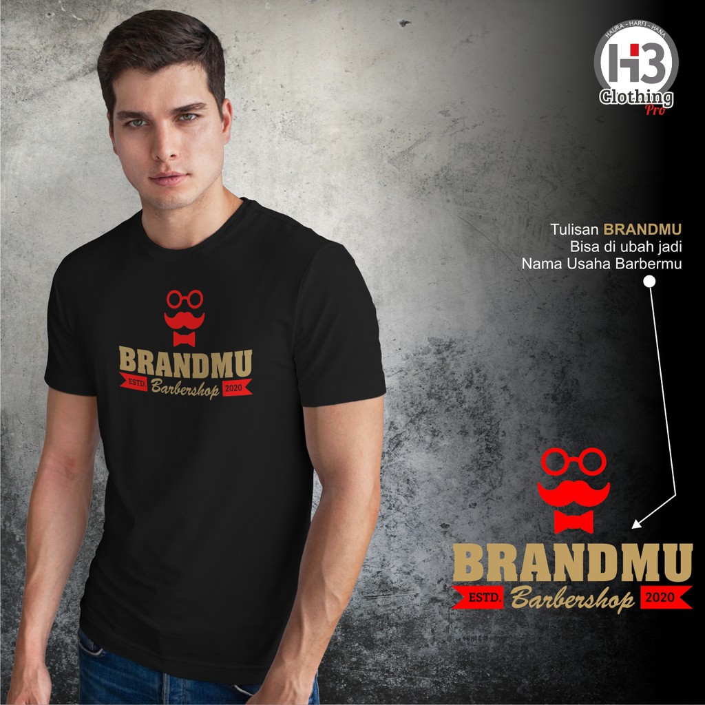 Baju Barbershop Keren, Bisa Tambah Nama Usaha Barbershopmu