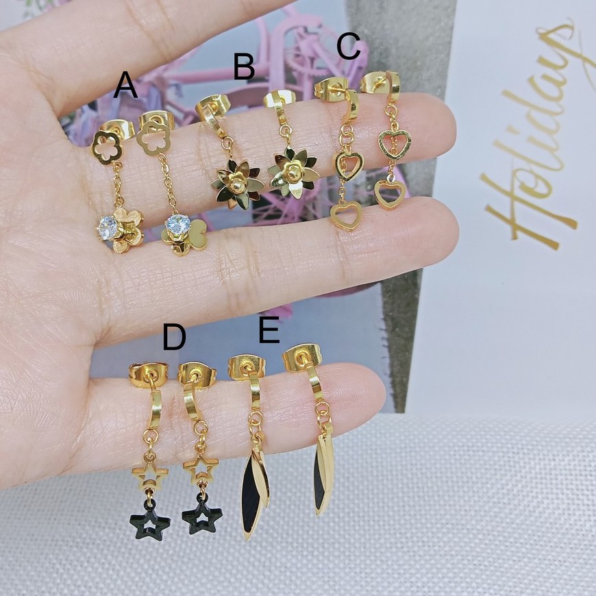 Perhiasan Titanium Anting Jurai Fashion Gold - BE361