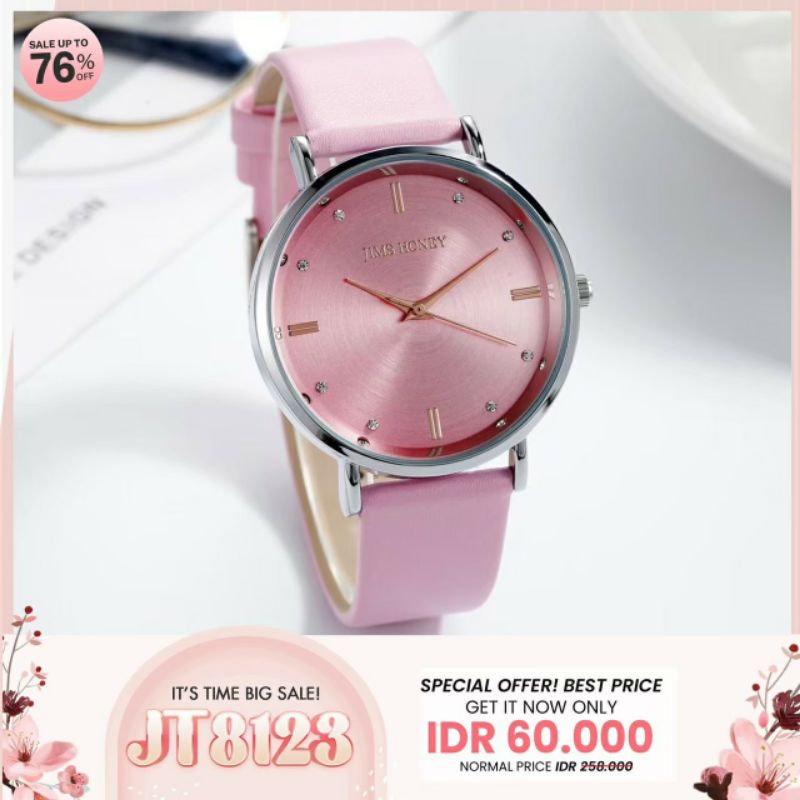 JIMS HONEY JAM 8123 jam tangan elegan analog anti air wanita kado cewek import murah-Pink