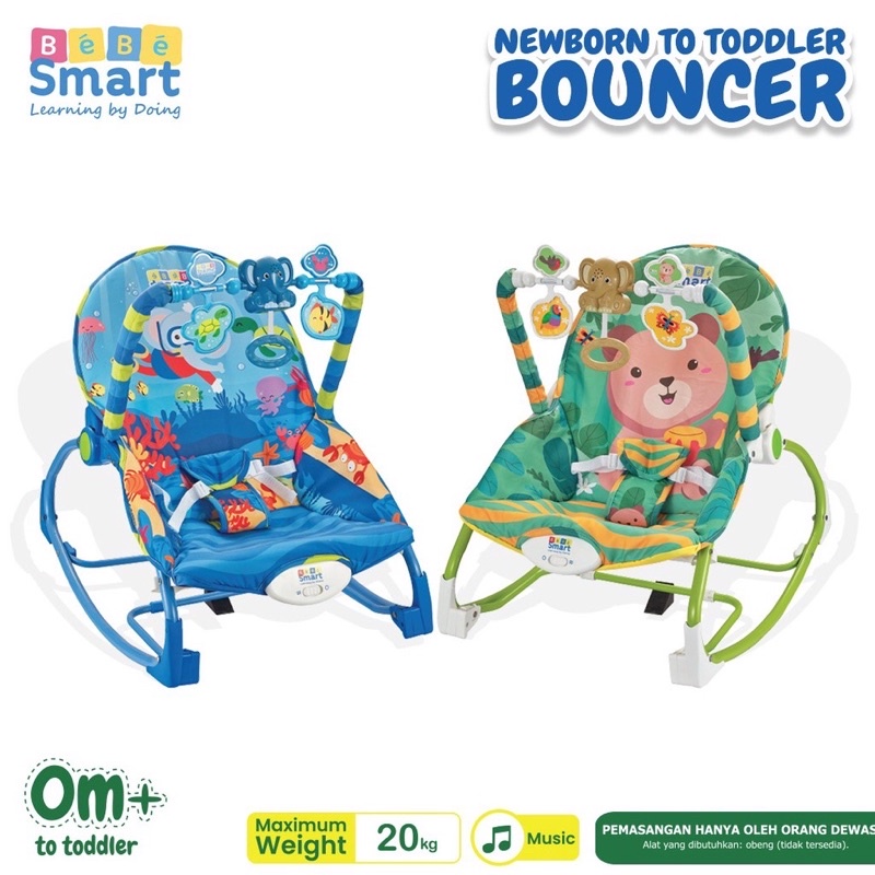 Bebe Smart Newborn to Toddler Bouncer Kursi Goyang Pintar Ayunan Bayi Kado Bayi Lahir Hadiah