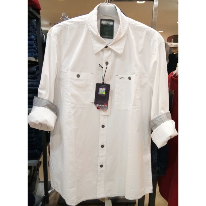 Cardinal jeans original mens CAKAI00891J 08A Kemeja lengan panjang pria katun berkantong putih