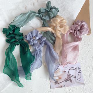Ikat Rambut Bahan Satin Aksen Pita Warna Polos Gaya Korea Ikat Rambut Bahan Satin Aksen Pita Warna Polos Gaya Korea