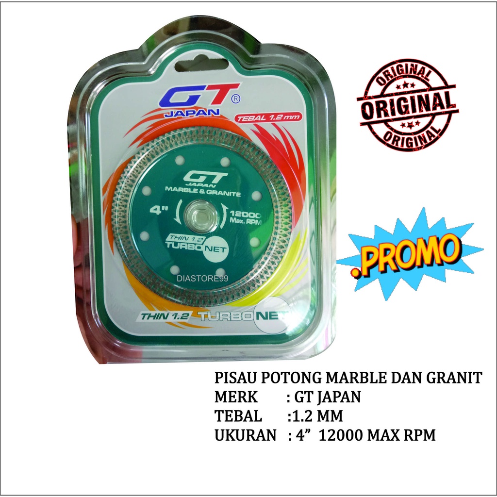 Mata Grinda Pisau Potong Granit Keramik  GT 4" Mata Pisau Potong Granit,Batu,Marble GT  Tajam
