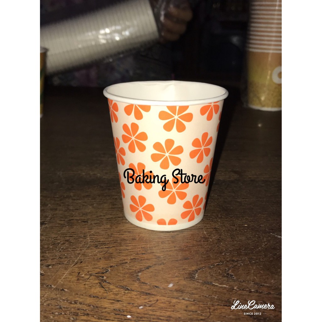 Paper Cup Cup  - Gelas Kertas 6Oz Motif Bunga isi 50pc per roll