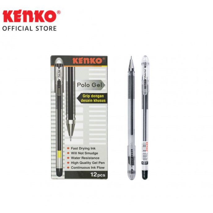 

Gelpen Bolpen Kenko Polo Gel Hitam (lusinan is 12 pcs)